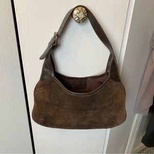 Original Y2K Banana Republic hand bag Chocolate brown suede & leather w/buckle